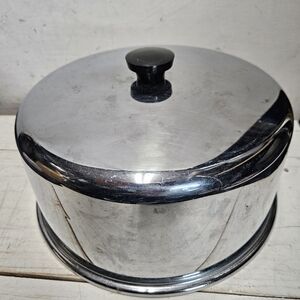 Vintage Stainless Chrome MCM Cake Cover Lid Cloche Kitchen Decor